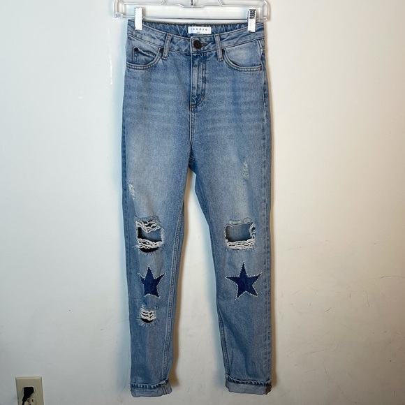 Sandro Paris Beaded Star High Waist Jeans Size 0 - Picture 2 of 9